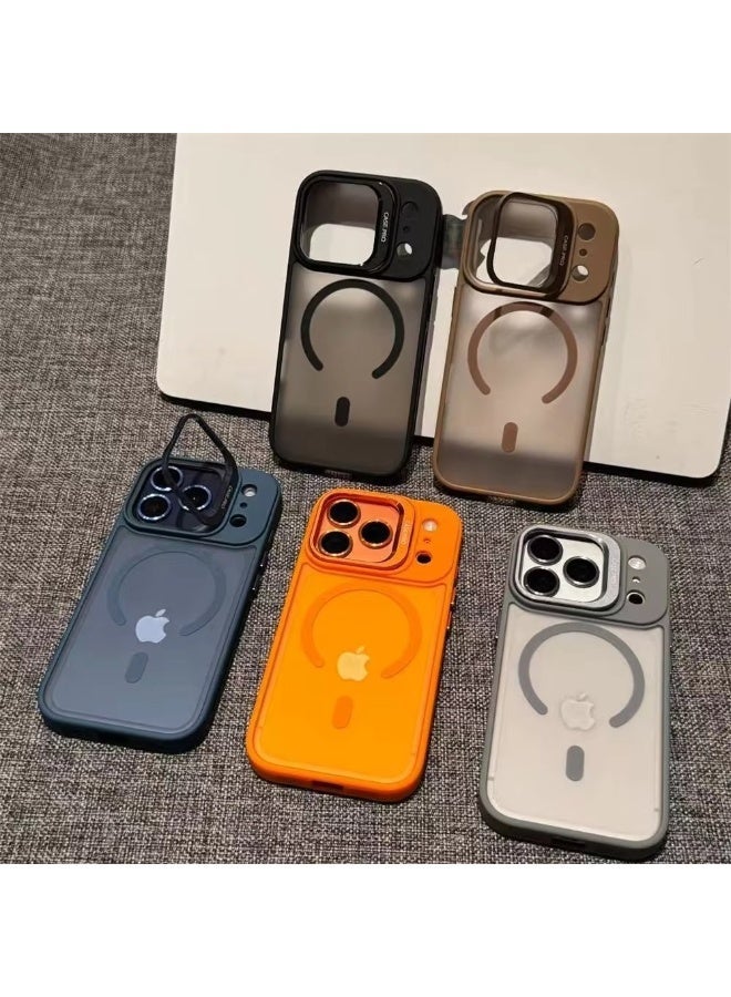 جراب iPhone 17 Pro شفاف غير لامع مع مسند مدمج قابل للتعديل، وغطاء هاتف مغناطيسي مقاوم للصدمات Mag-Safe لهاتف iPhone 17 Pro - Image 4